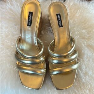 Nine West Gold Women's Slide Sandals